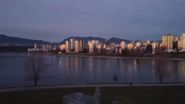 Vue Orange Pourpre Sur Centre Ville Vancouver — Video