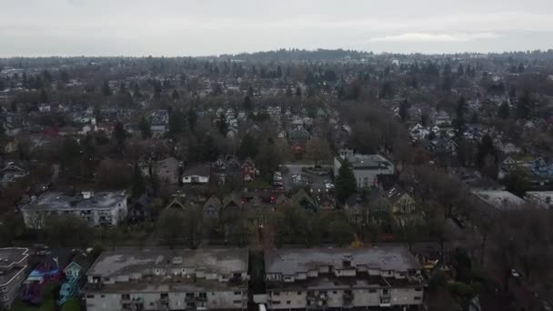 Luchtfoto Vancouver Buurt Met Huizen — Stockvideo