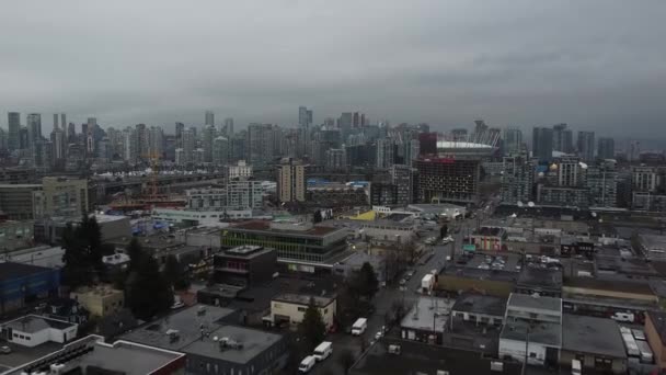 Vlieg Commerciële Disctrict Vancouver — Stockvideo