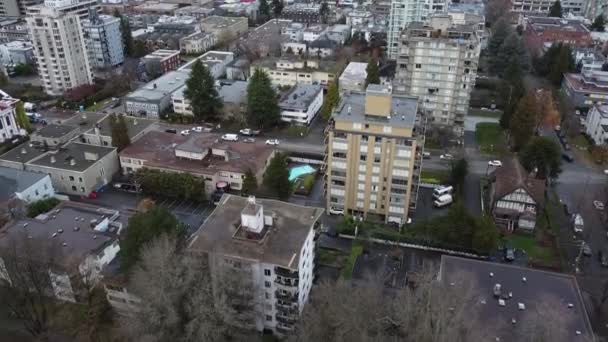 Luchtfoto Van Vancouver Huizen Verkeer Zuid Granville — Stockvideo