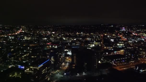 Survolez Village Olympique Vancouver Dans Nuit — Video