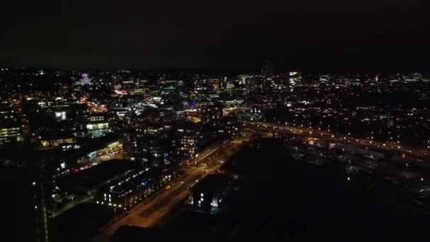 夜の空中ビューバンクーバーの道路 — ストック動画