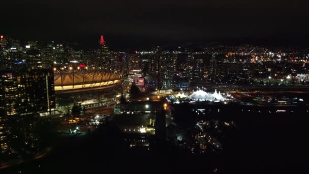 Voler Vers Place Centre Ville Vancouver Pendant Nuit — Video