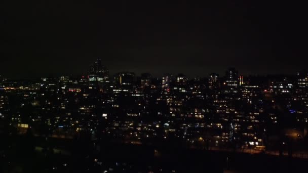Vue Aérienne Ville Vancouver Nuit — Video