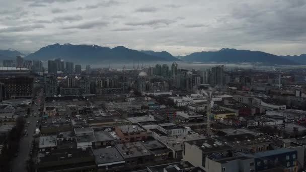 Edificios Comerciales Vancouver Con Vistas Centro Las Montañas — Vídeos de Stock