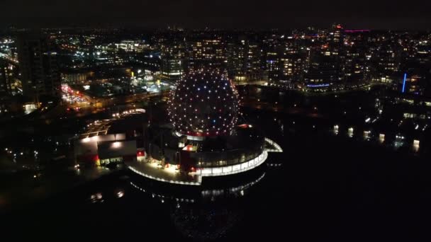 Vue Aérienne Monde Des Sciences Quartier Dans Nuit — Video