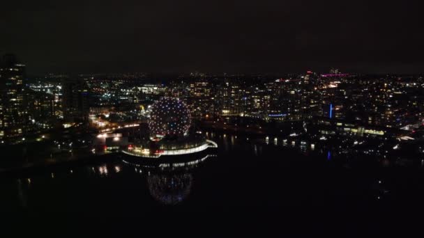 Geceleri Şehrin Havadan Görünüşü — Stok video