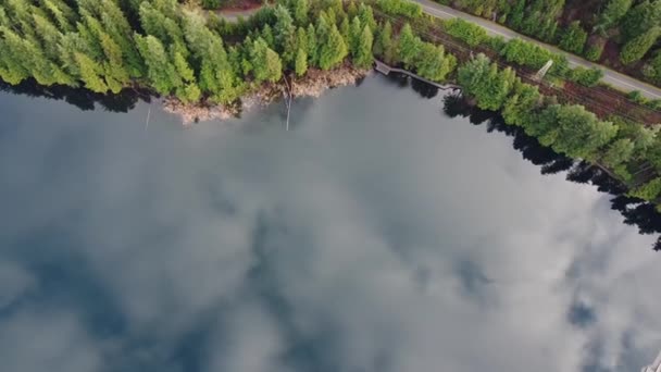 Лети Над Диким Озером Отражением Голубого Неба — стоковое видео