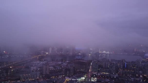 Vista Aérea Del Puente Cambie Las Nubes Niebla Púrpura — Vídeo de stock