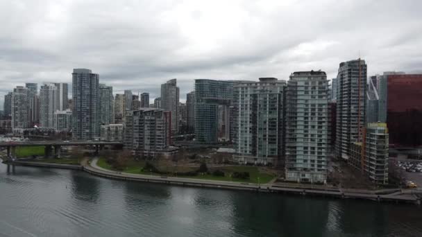 Vue Rapprochée Des Édifices Centre Ville Vancouver — Video