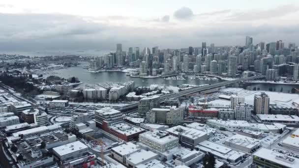Brug Tussen Centrum Vancouver Vasteland Tijdens Winter — Stockvideo