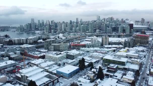 Winter Luchtfoto Vancouver Centrum Daken Van Commerciële Gebouwen — Stockvideo