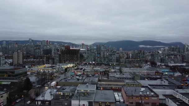 Aerial View Roofs Vancouver Commercial Neighbourhood — Stock Video