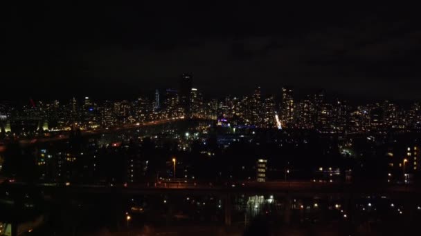 Завершення Зйомок Ванкувера Центрі Міста Дорогами Передньому Плані — стокове відео