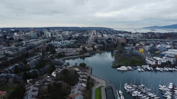 Veduta Aerea Del Quartiere Sulla Riva Del Torrente — Video Stock