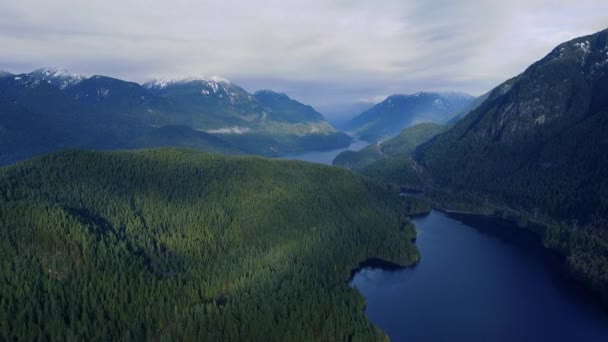 Uitzicht Vanuit Lucht Groene Bergen Rivier Beneden — Stockvideo