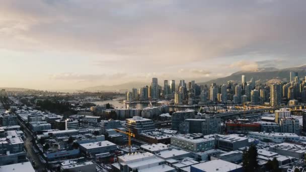 Öppningsbild Vancouver Centrum Solnedgången — Stockvideo