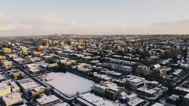 Tél Vancouver Szomszédságában Szép Esti Fényben — Stock videók