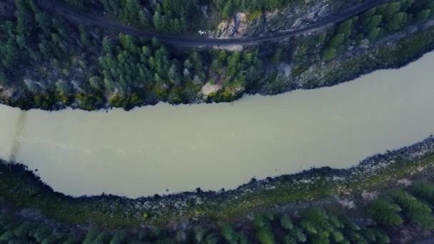 Vista Aérea Del Río Puente Viejo Piedras Pinos Orilla — Vídeo de stock