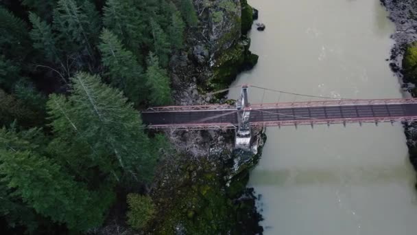 Repülj Régi Elhagyatott Hídon Folyó Felett — Stock videók