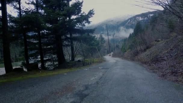 Wild Road Het Midden Van British Columbia Met Omliggende Bergen — Stockvideo