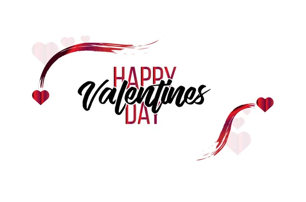 Valentine Banner Vector Template Love Card Background Heart Day Red — Vetor de Stock