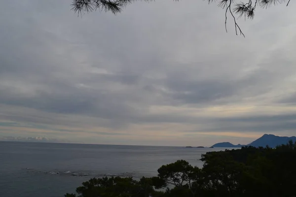 Paesaggio Mare Montagna Cielo Natura Acqua Oceano Viaggiare Blu Isola — Foto Stock