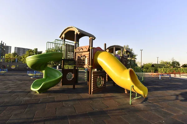 Playground Park Play Slide Children Fun Child Outdoor Summer Colorful — Stock Photo, Image