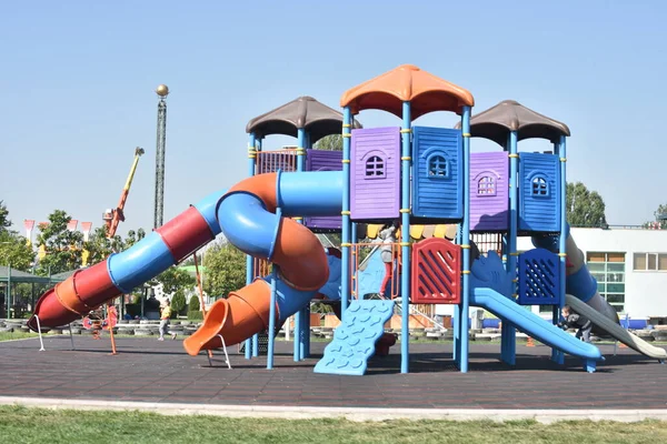 Playground Fun Childhood Child Summer Park Cute Girl Happy Boy — Stock Photo, Image