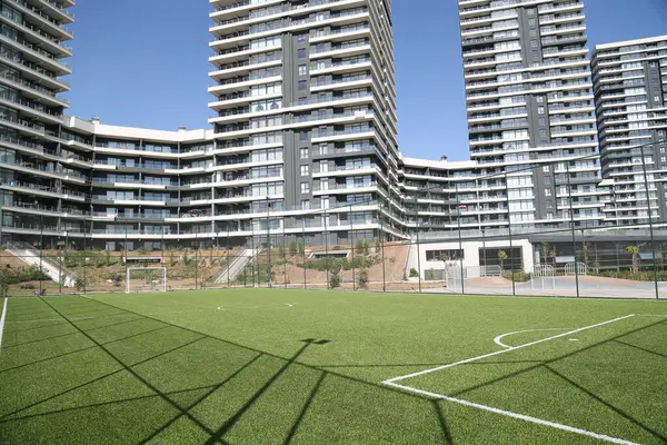 Fútbol Fútbol Hierba Estadio Campo Deporte Juego Gol Fondo Verde — Foto de Stock