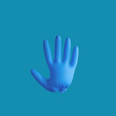 Arka planda tıbbi bir eldiven.