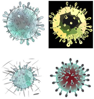Corona virüsü şematik olarak renklendirilmiş