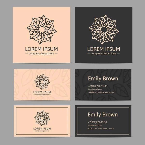 Style corporatif pour boutique de produits de beauté, cosmétiques bio. Logo, carte de visite. Illustration vectorielle dans un style moderne — Image vectorielle