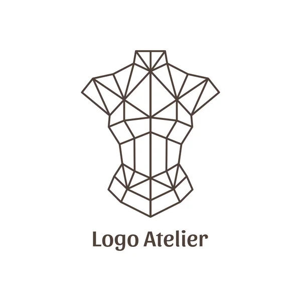 Atelier logosu, düğün butiği, kadın giyim mağazası. Moda tasarımcısı için markanın şablonu. Stüdyo dikiş ve terzilik için element. Çerçeve aptalı — Stok Vektör