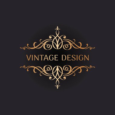 Düğün logosu klasik tarzda. Altın Süslü Lüks Çerçeve