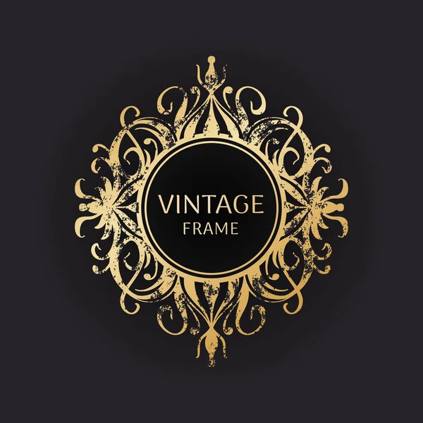 Quadro vintage redondo com ornamento ornamentado — Vetor de Stock