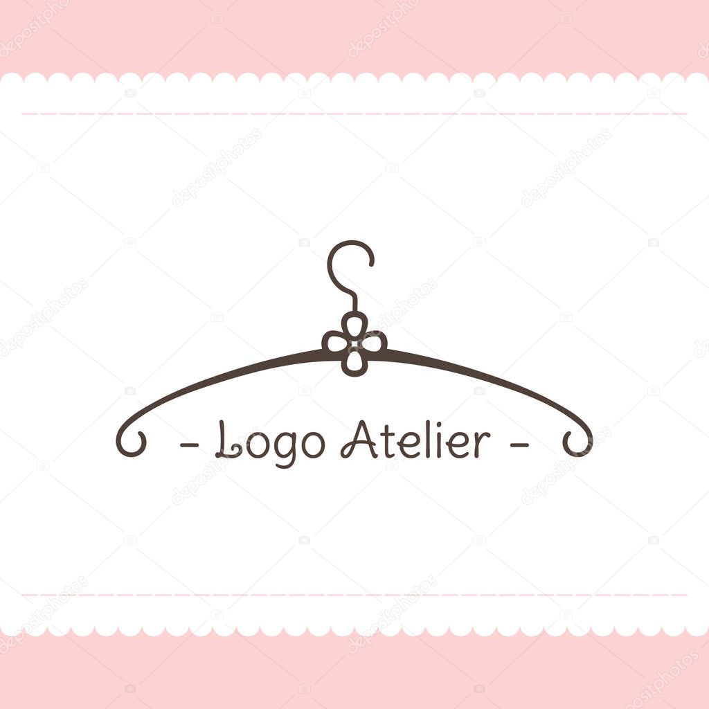 The logo Atelier. Vector template for the fashion industry. Element for Studio sewing and tailoring. Illustration in modern style