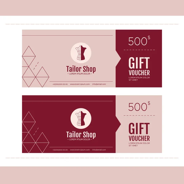 Branding for tailor shop, dressmakers salon, sewing studio, clothing store and fashion designer. Logo, gift voucher. Vector illustration in modern style — 图库矢量图片