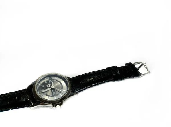 Orologio Nero Isolato Sfondo Bianco — Foto Stock