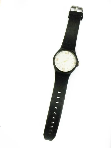 Reloj Negro Aislado Sobre Fondo Blanco — Foto de Stock