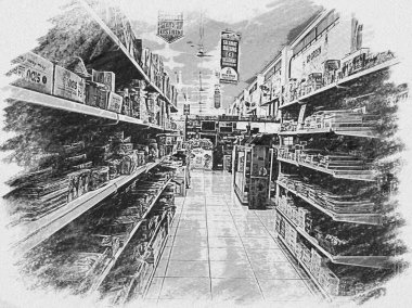 Süpermarket iç görünüm illüstrasyonuName