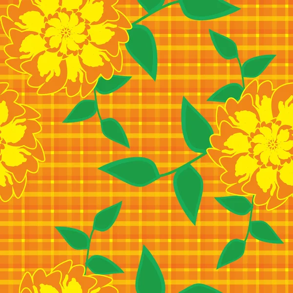 Seamless Gingham background Pattern with a combination of floral motifs. Seamless Pattern With Floral Motifs able to print for cloths, tablecloths, blanket, shirts, dresses, posters, papers.