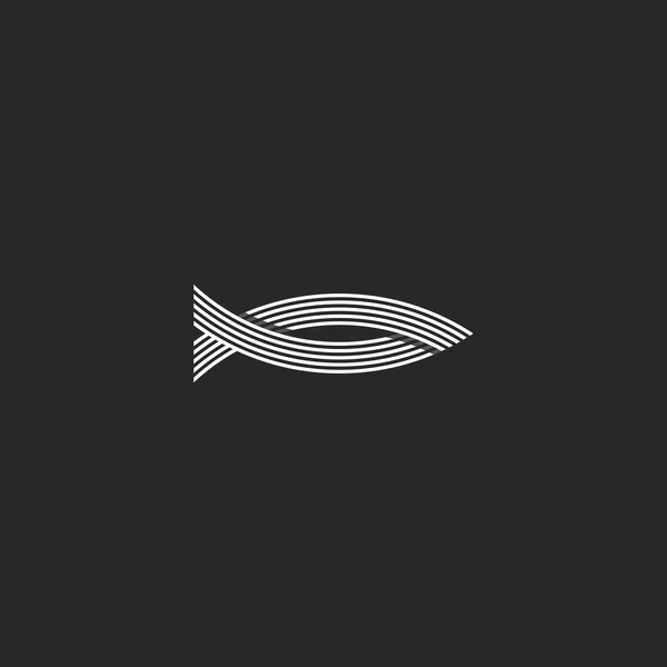 Forma de pescado logotipo monograma — Archivo Imágenes Vectoriales