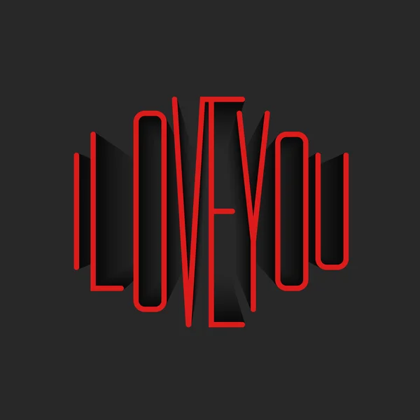 I Love You red monogram — Stock Vector