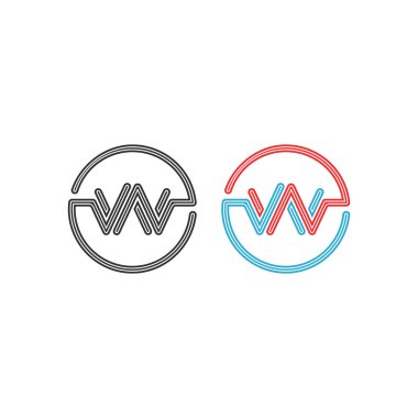 harfler Ww daireler monogram çerçeve