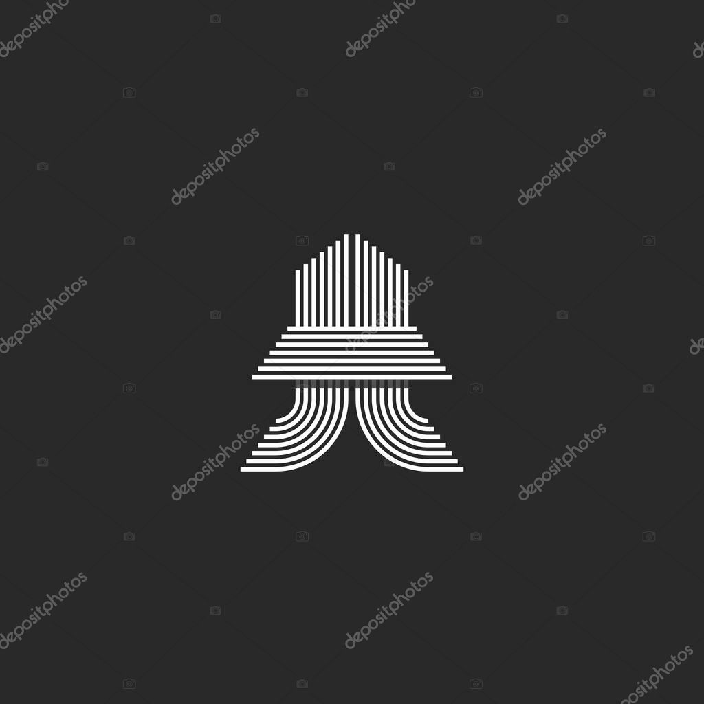 Logo tt letters monogram initials creative idea black and white emblem, hipster uppercase t t together typography design element