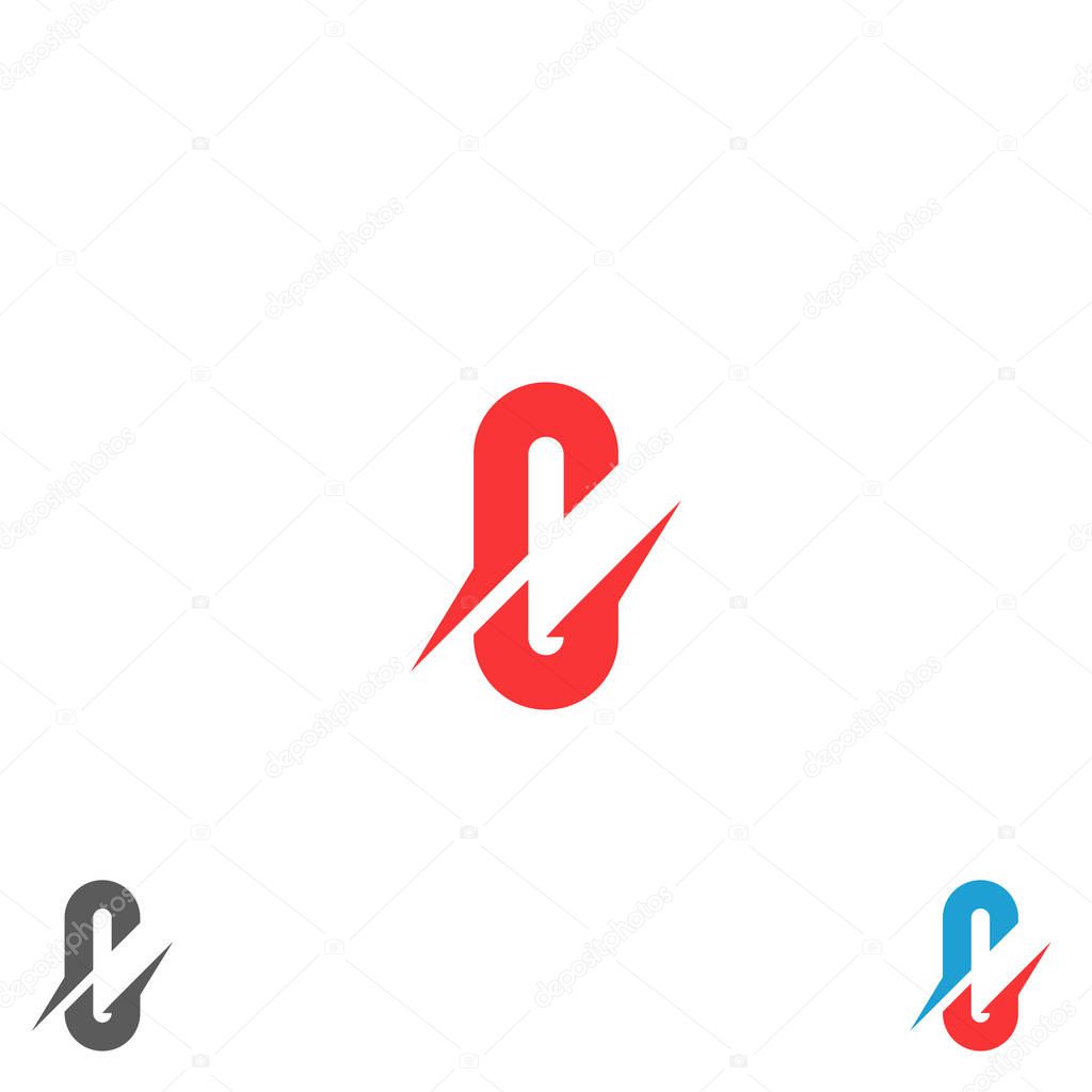 Letter G logo idea abstract oblong shape design element template, simple red flying symbol emblem