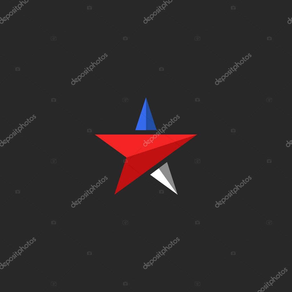 Mockup of star logo on black background, USA patriotic icon design element template in american flag colors