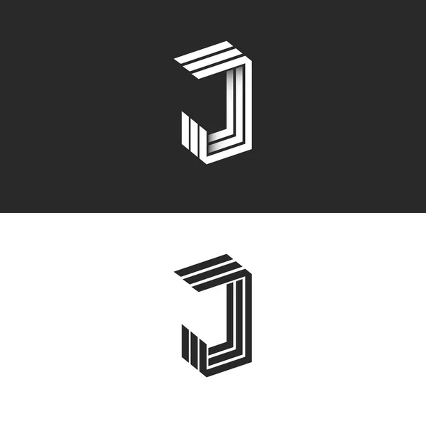 Logo J brief in isometrische eerste monogram — Stockvector