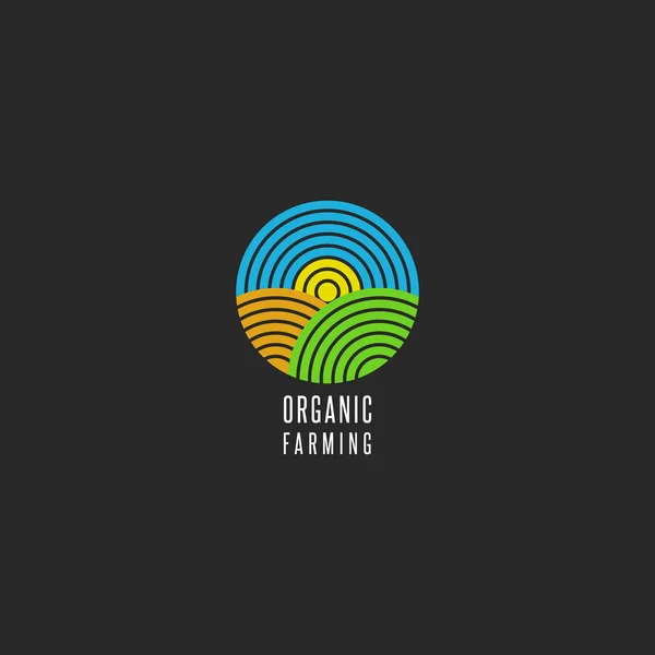 Granja orgánica logo forma redonda — Archivo Imágenes Vectoriales